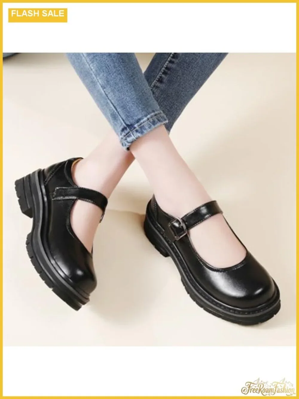 Women's Mary Jane Platform Oxford Chunky Non-Slip Faux Leather